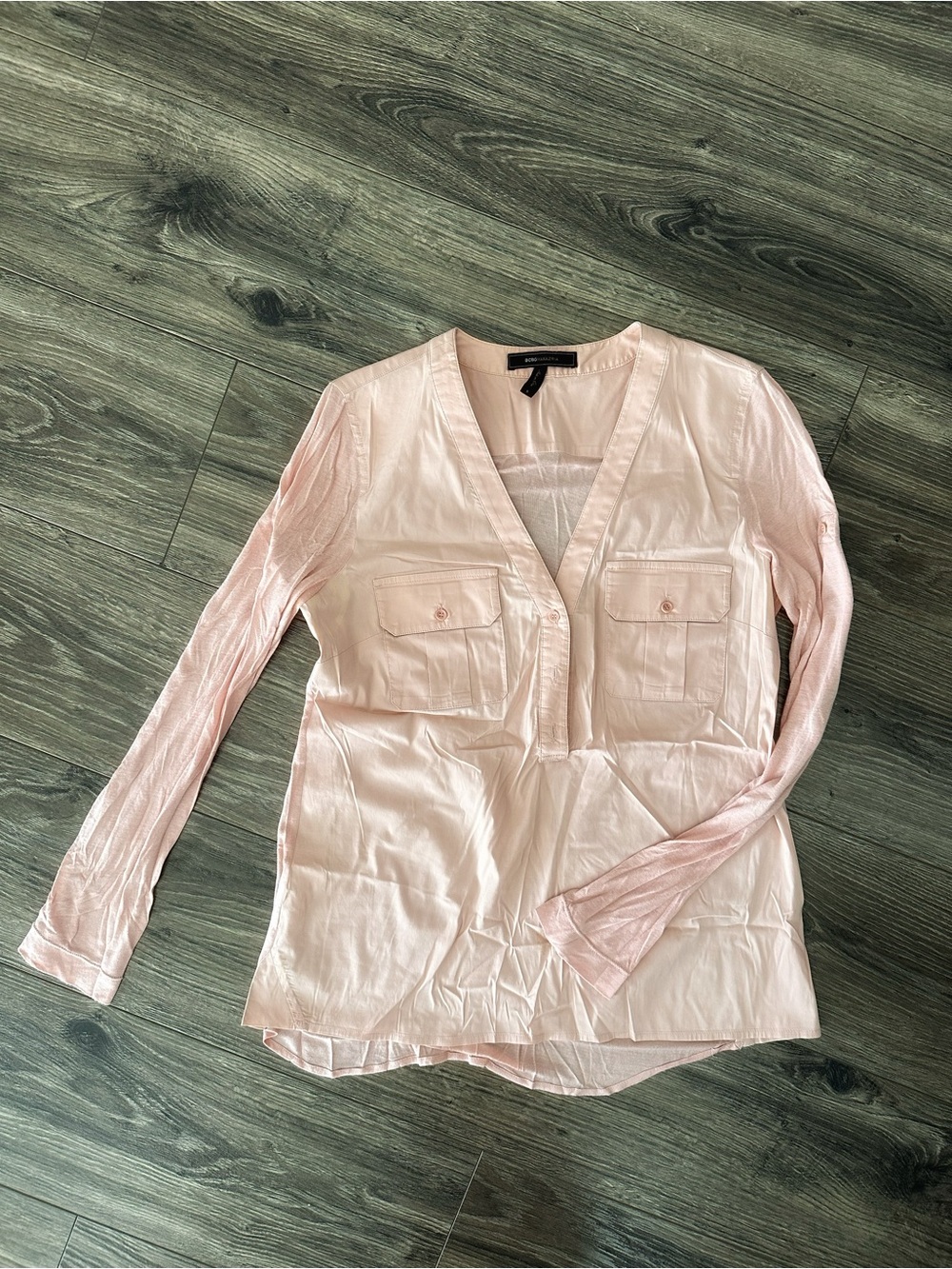 BCBGMaxAzria Light Pink V-Neck Utility Tunic